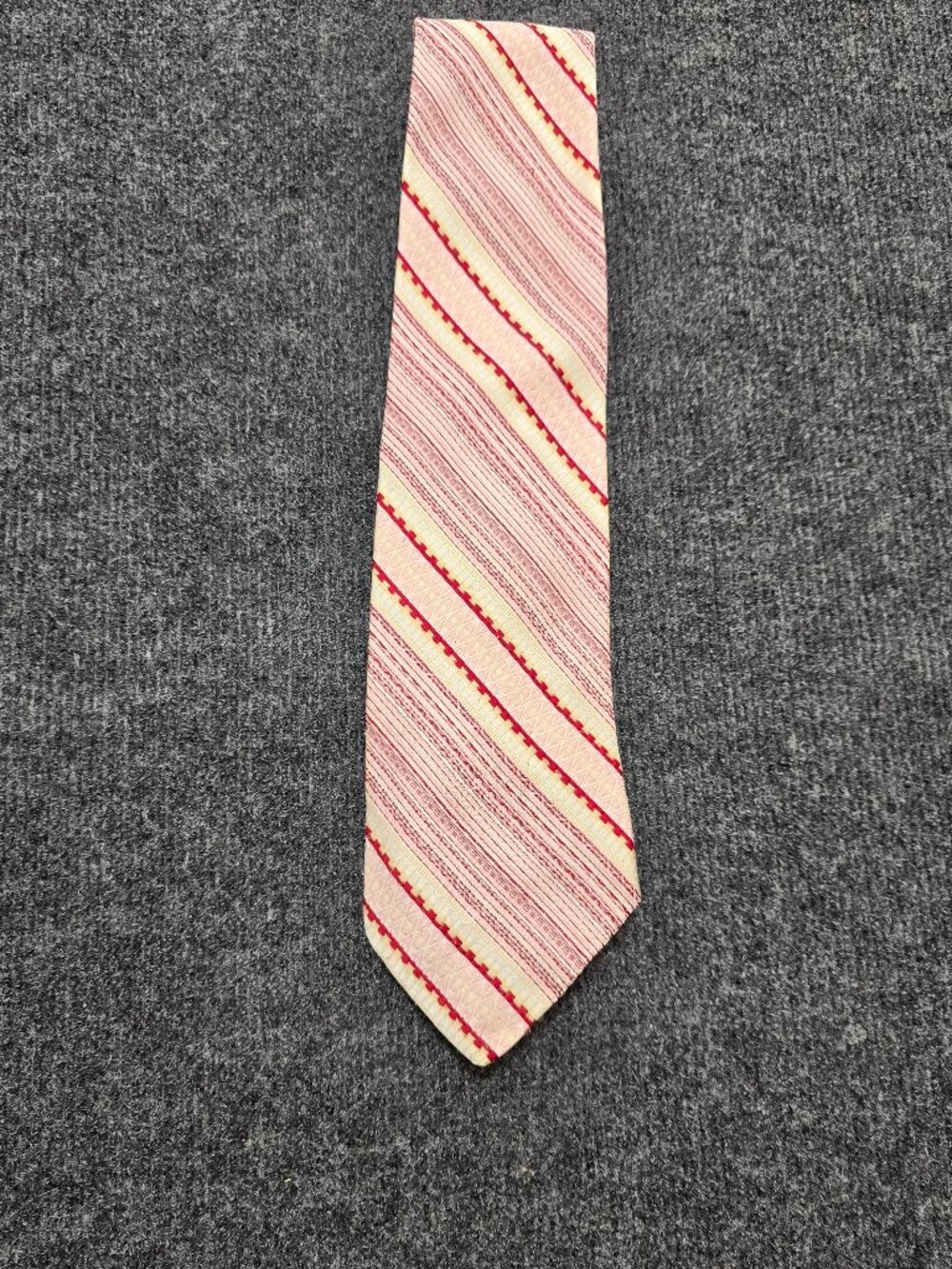 Vintage Sears The Men’s Shop Tie • Pink Burgundy Stripe Geometric Pattern • Clas